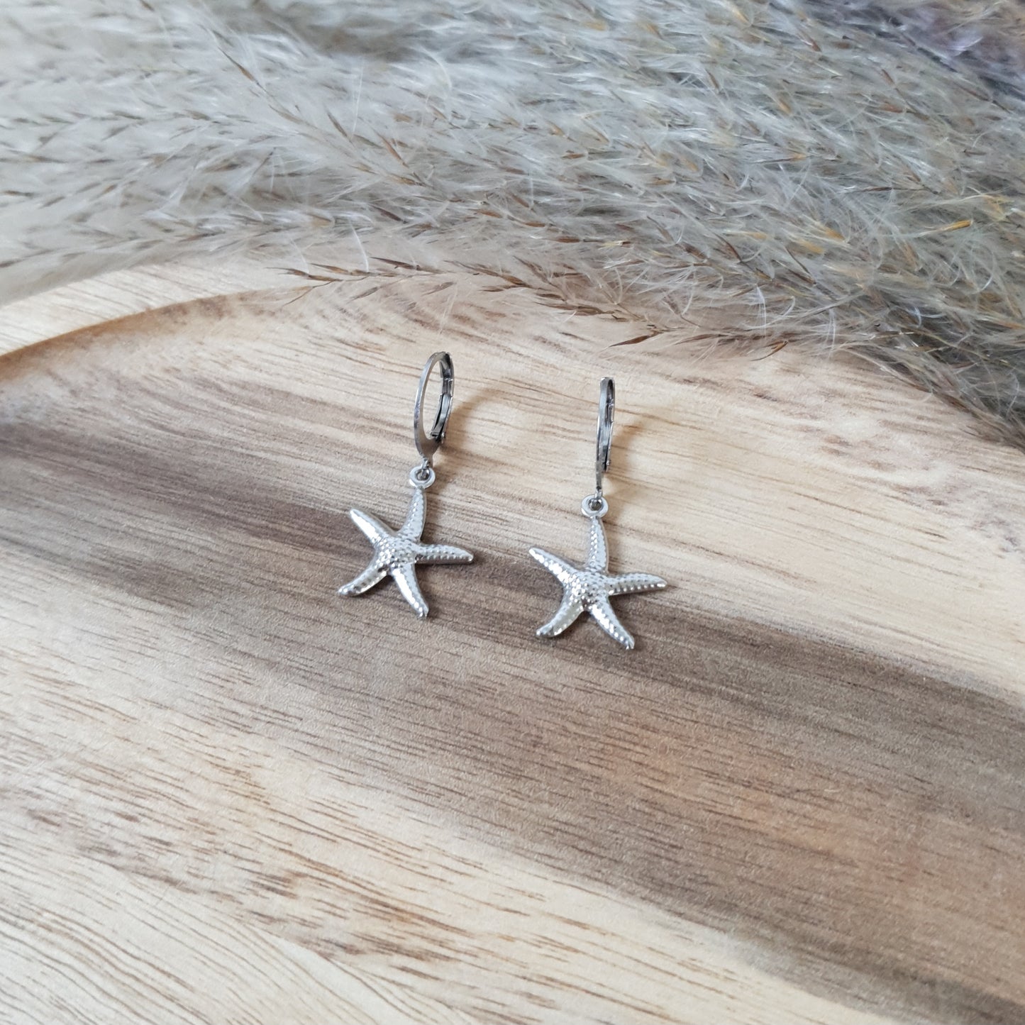 Silver sea star hoops