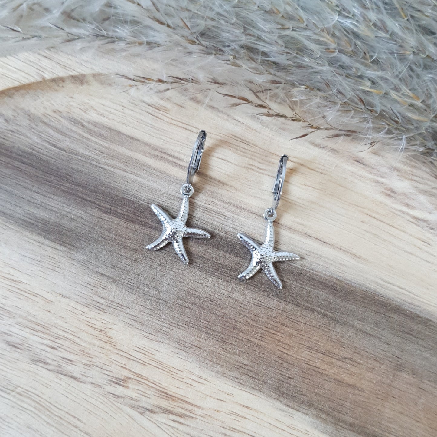 Silver sea star hoops