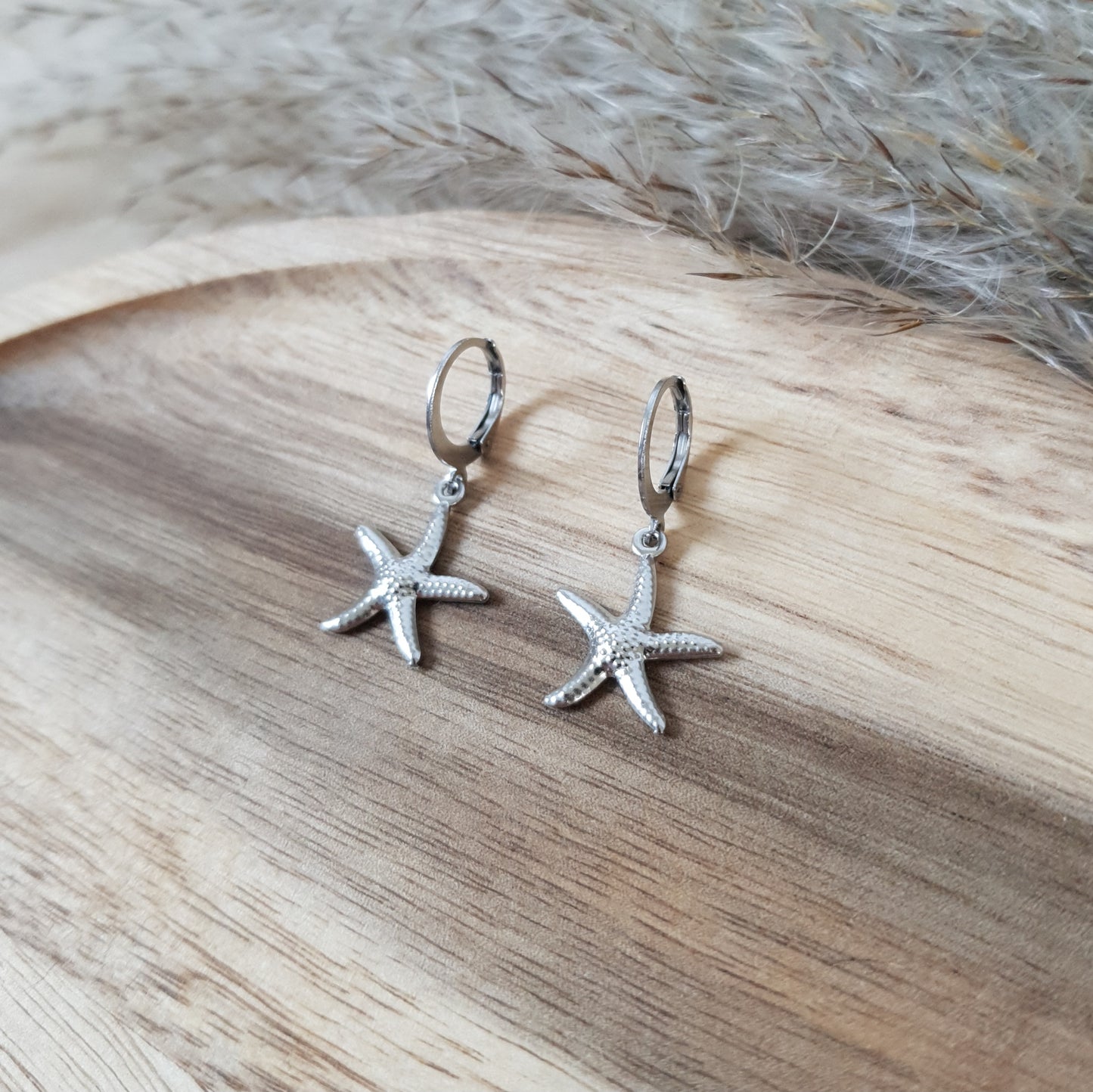 Silver sea star hoops