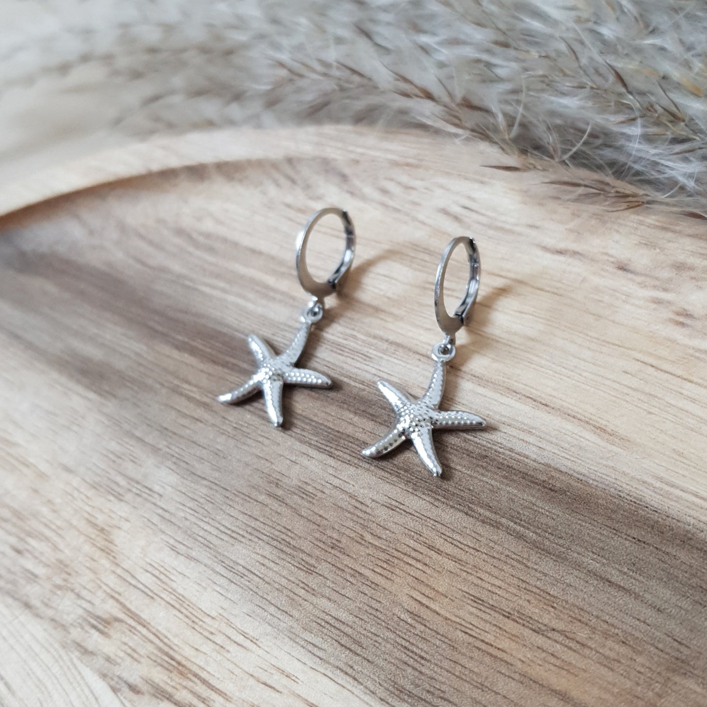 Silver sea star hoops