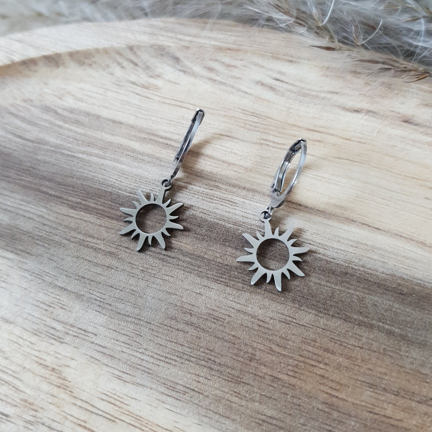 Silver sun hoops