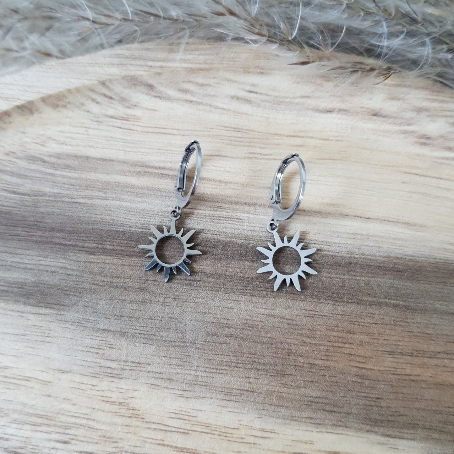 Silver sun hoops