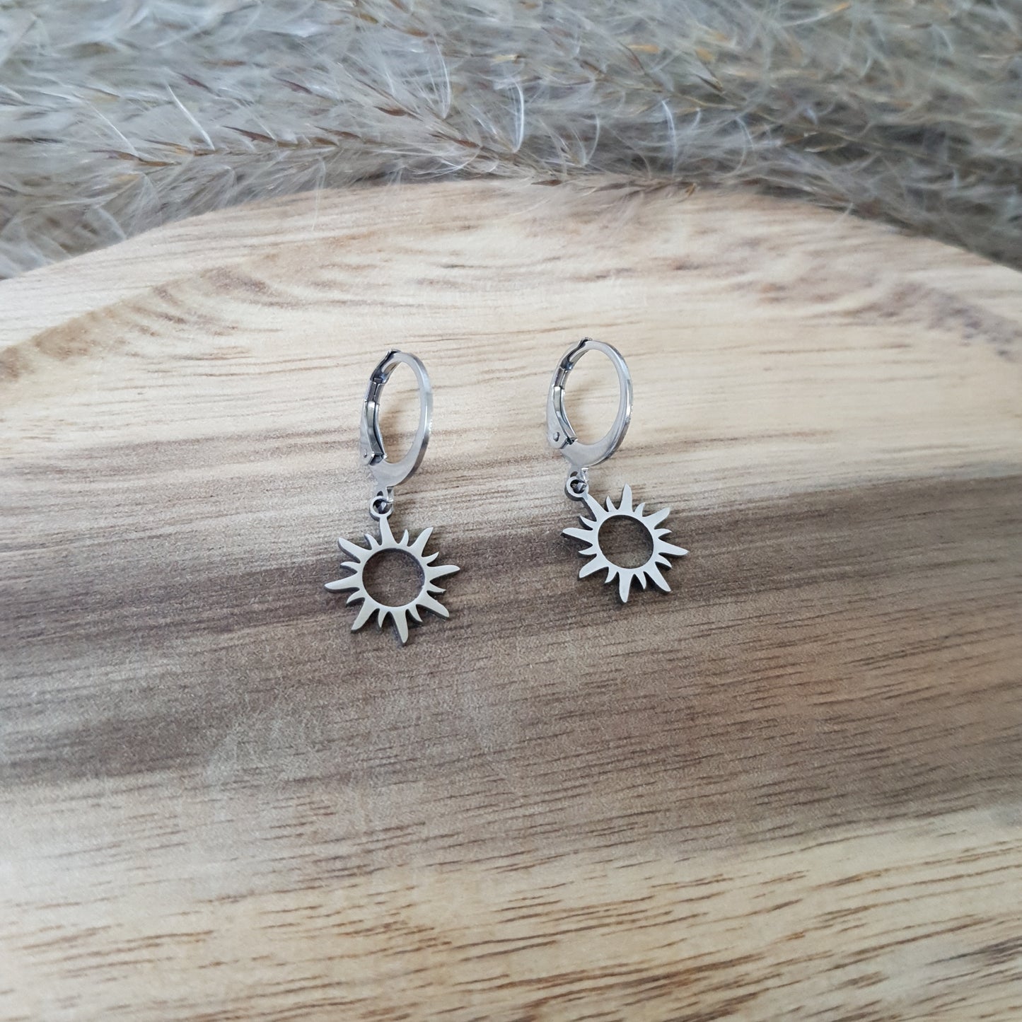 Silver sun hoops