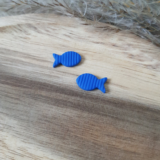 Blue fish stud earrings