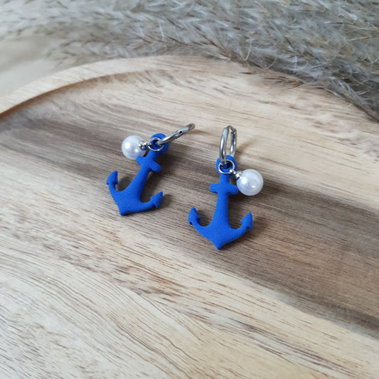 Pearl anchor hoop earrings