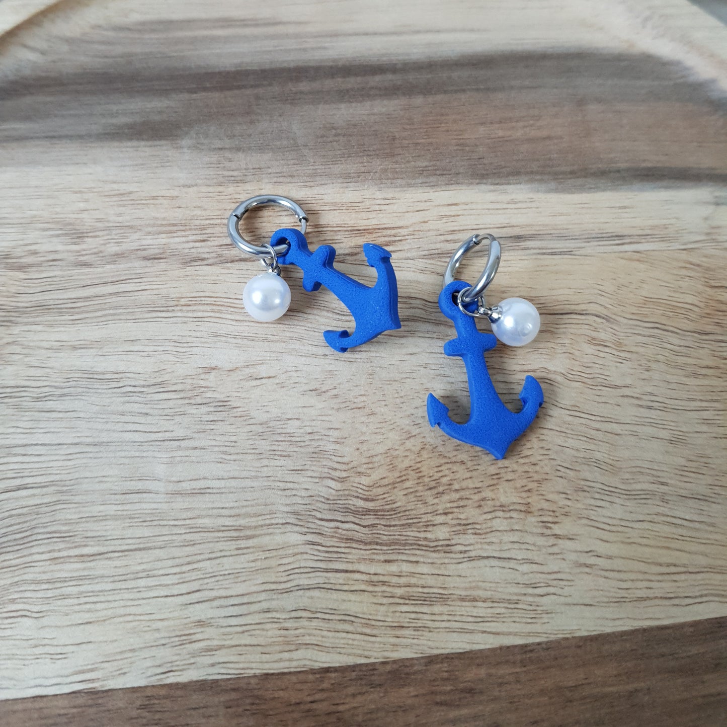 Pearl anchor hoop earrings