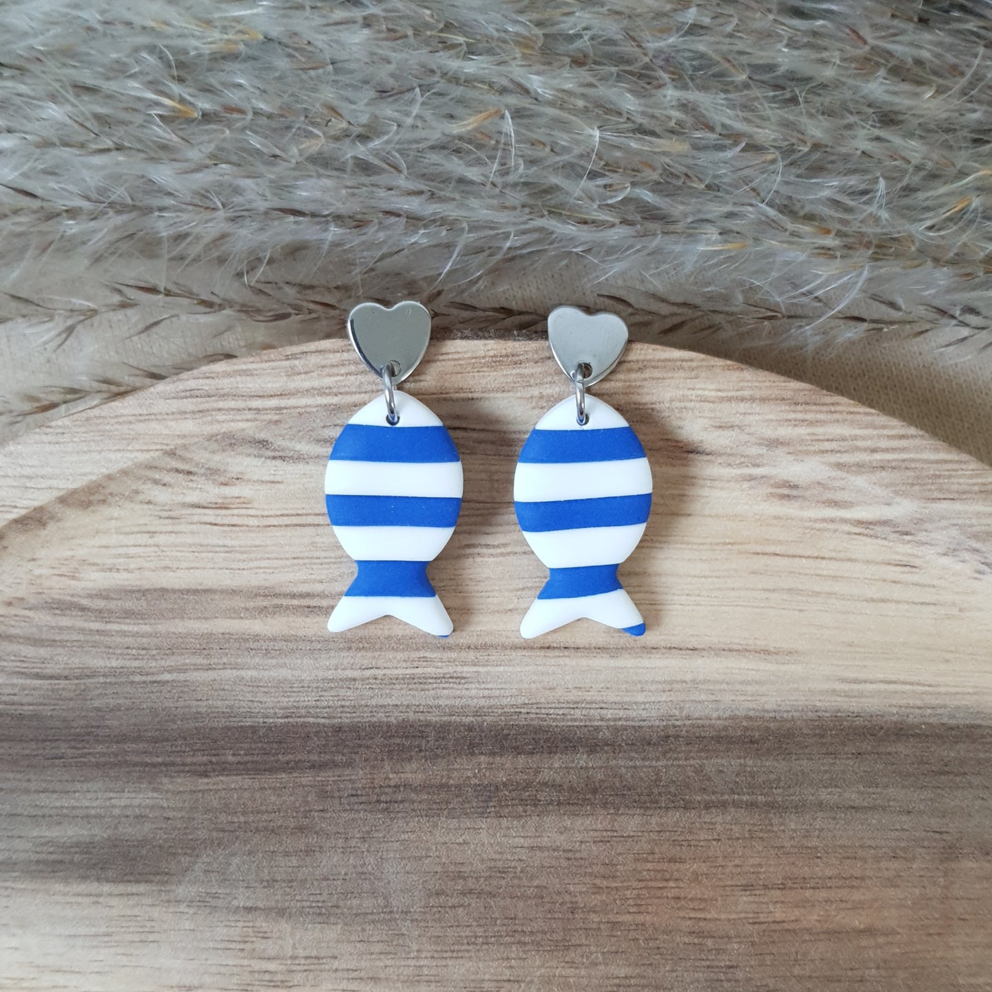 Striped fish dangle earrings