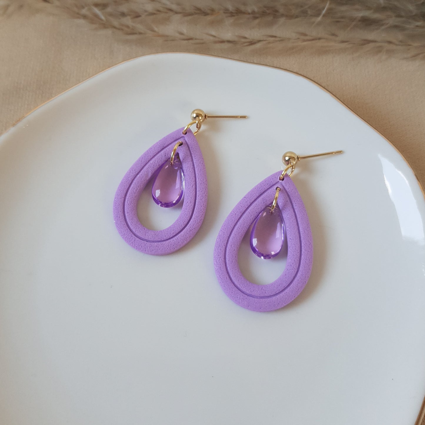 Purple drop earrings