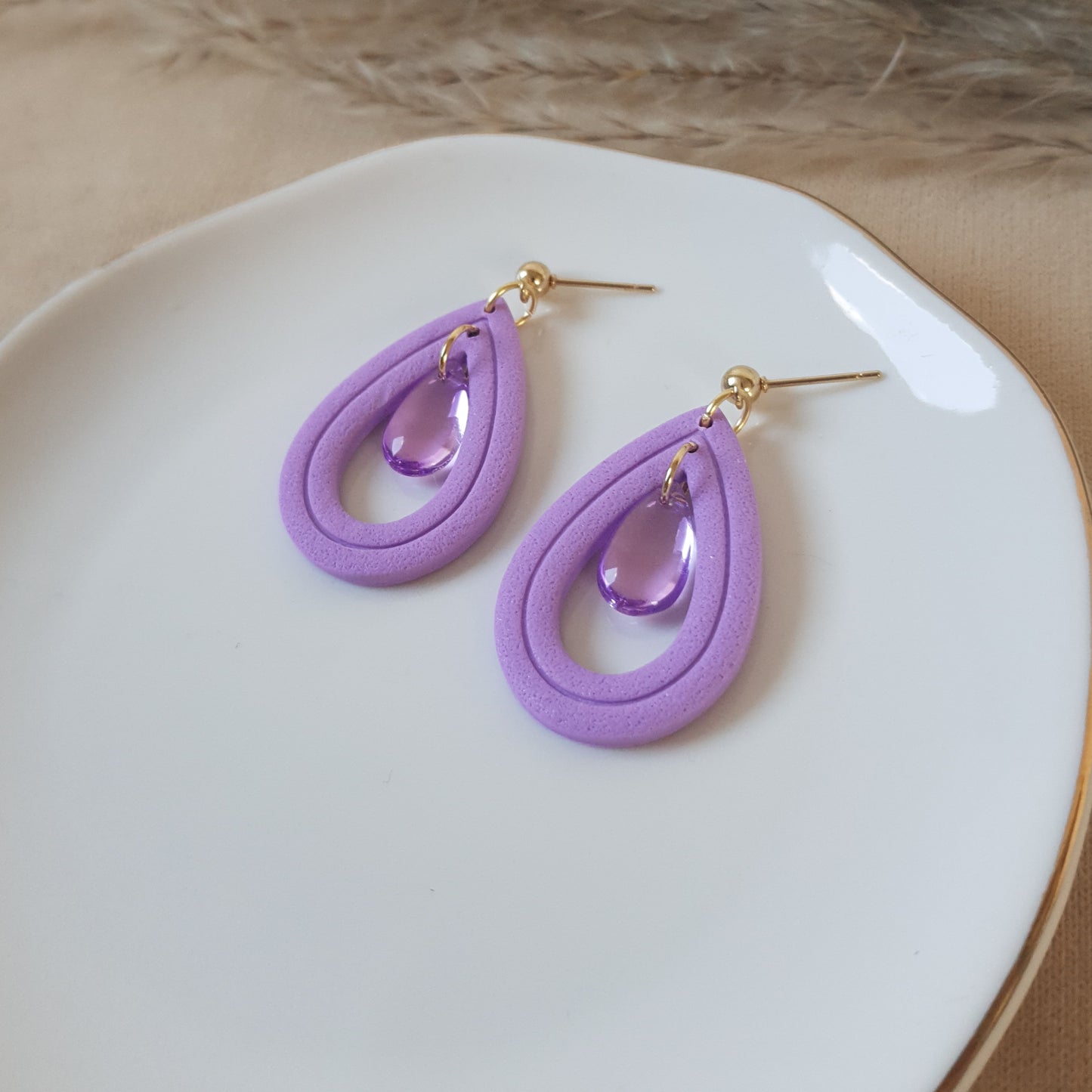 Purple drop earrings
