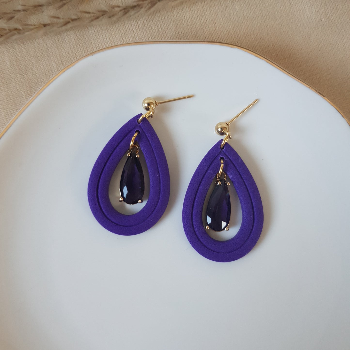 Dark purple drop earrings
