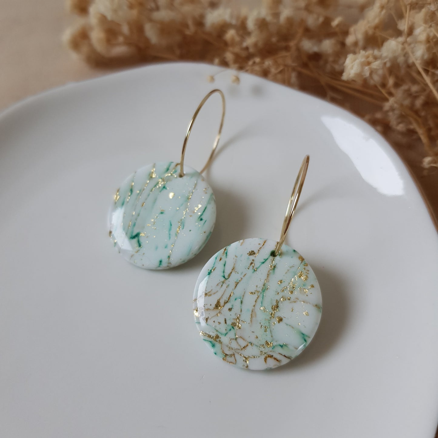 Crackled green and gold hoops