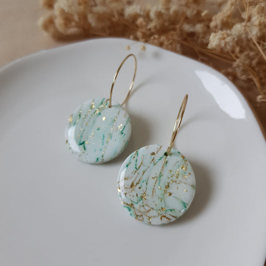 Crackled green and gold hoops
