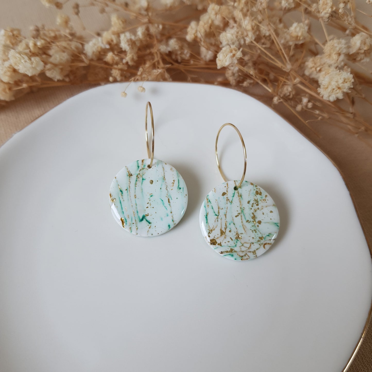 Crackled green and gold hoops