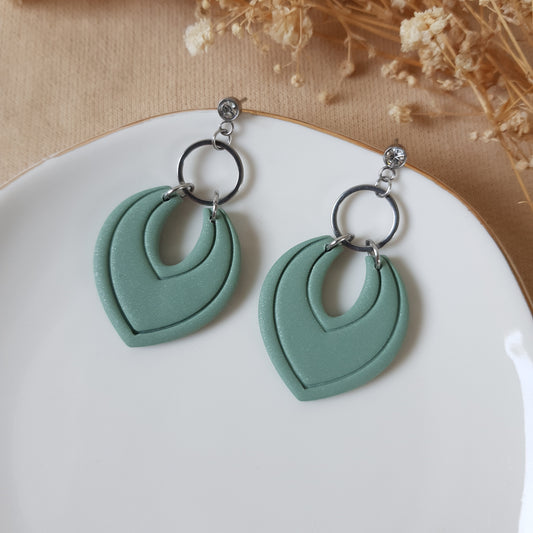 Sage and silver dangle earrings