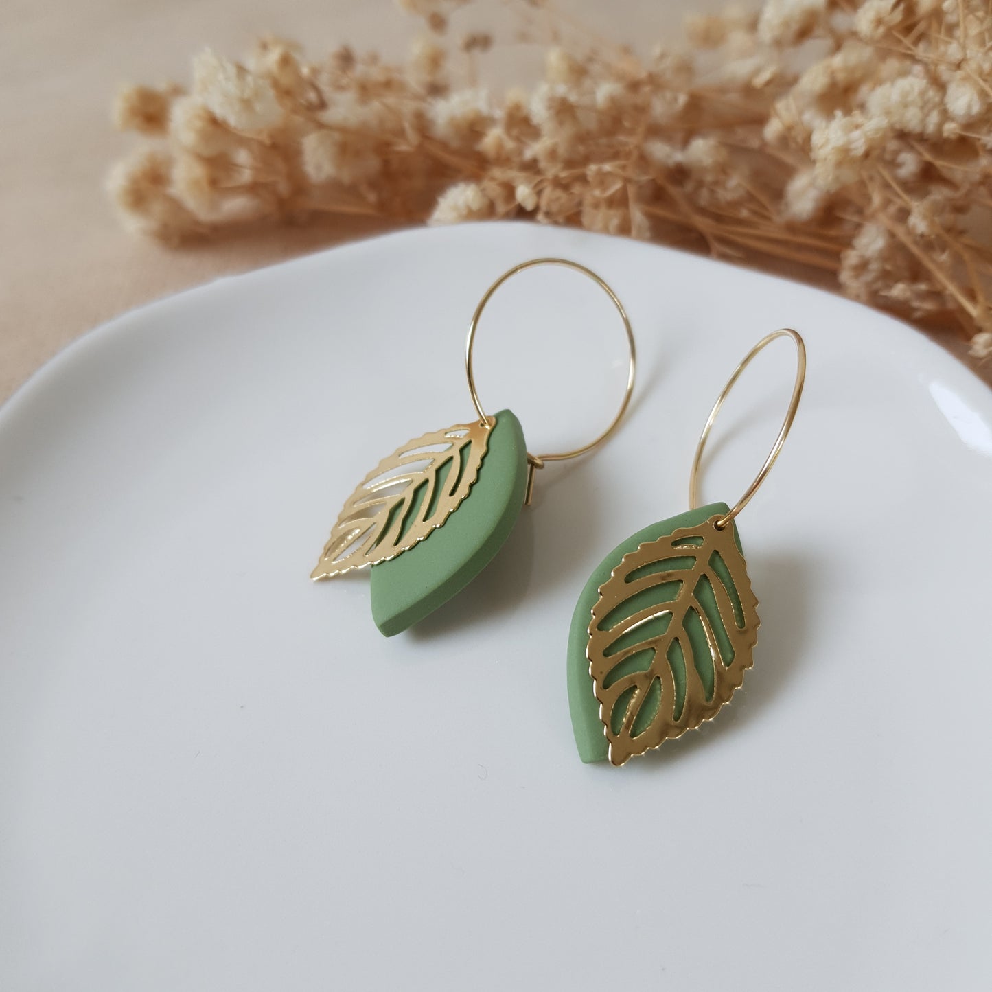 Gold apple leaf hoops