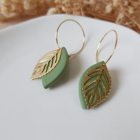 Gold apple leaf hoops
