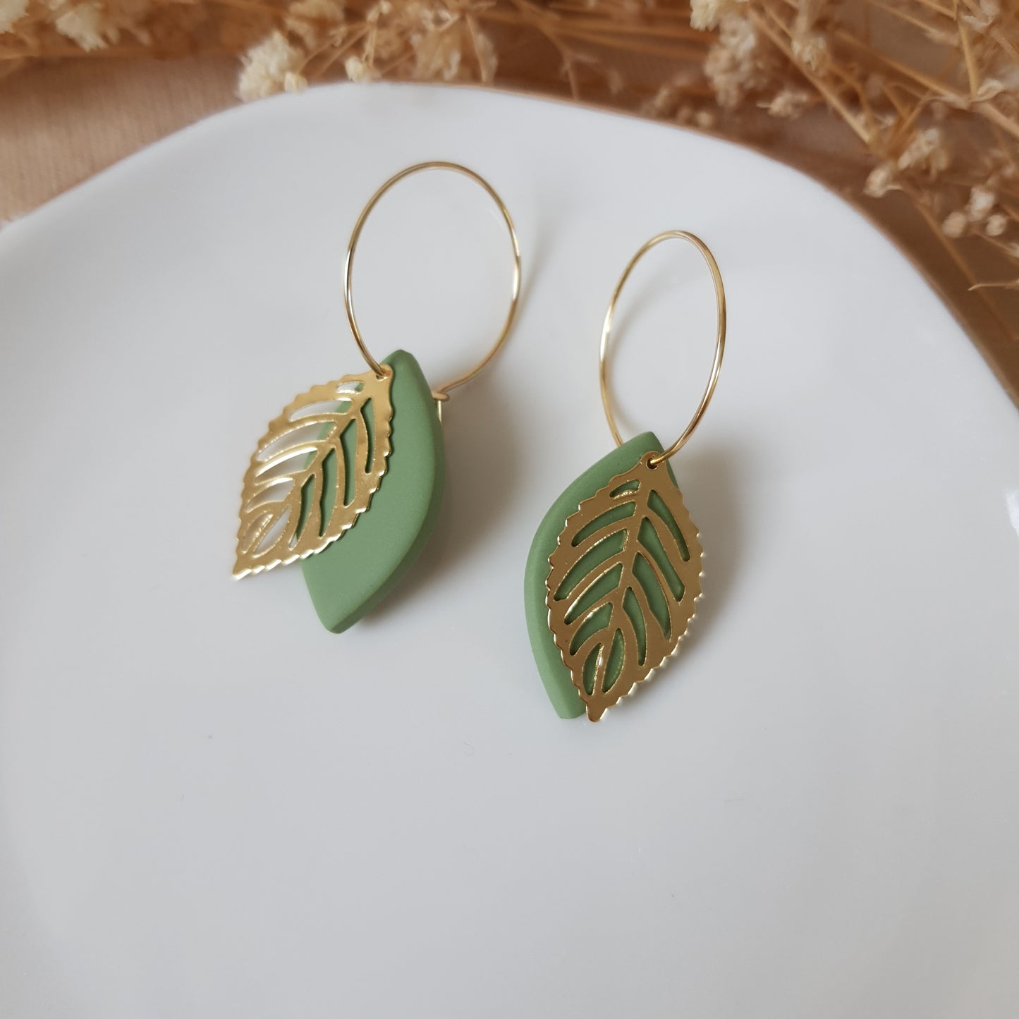 Gold apple leaf hoops