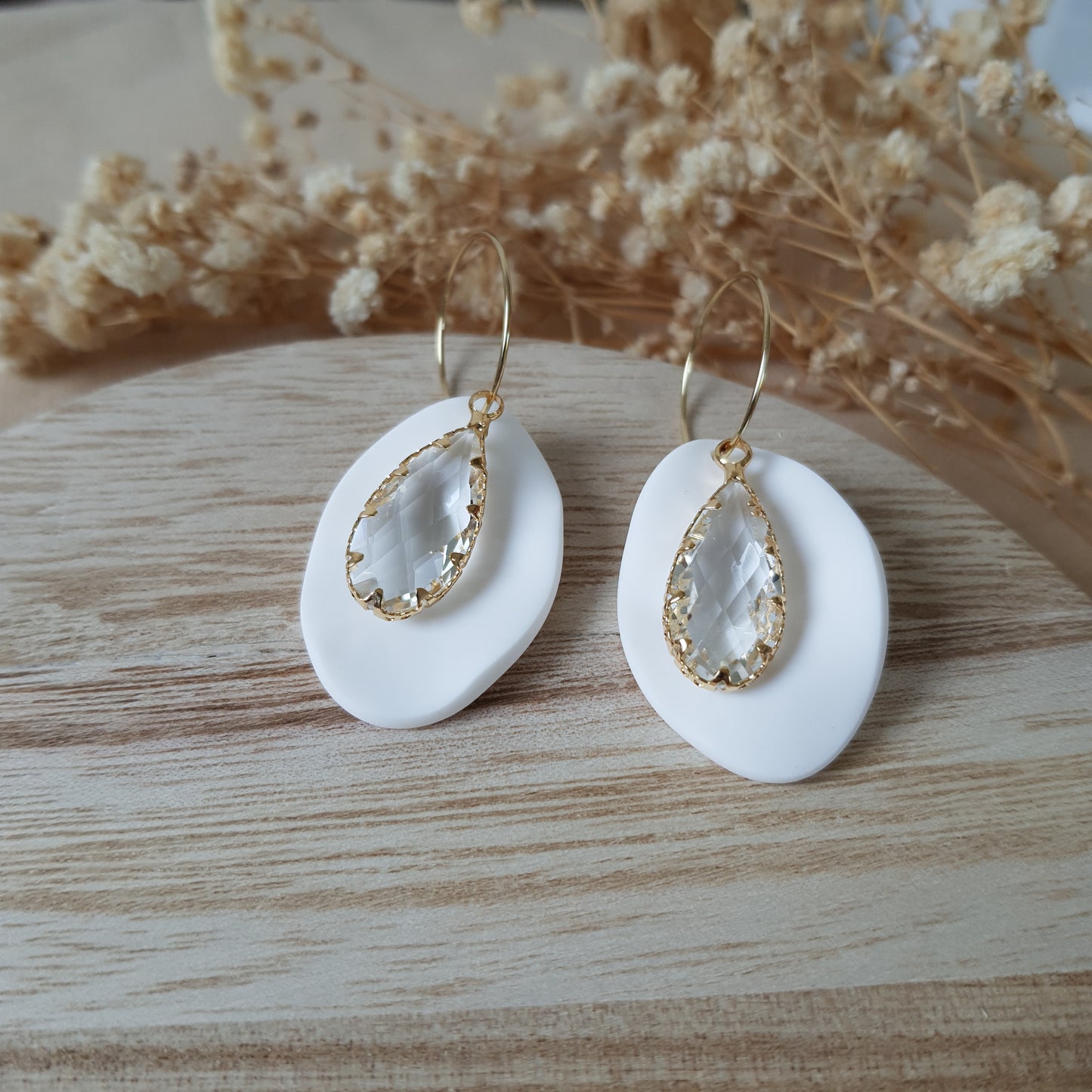 Elegant crystal drop hoop earrings