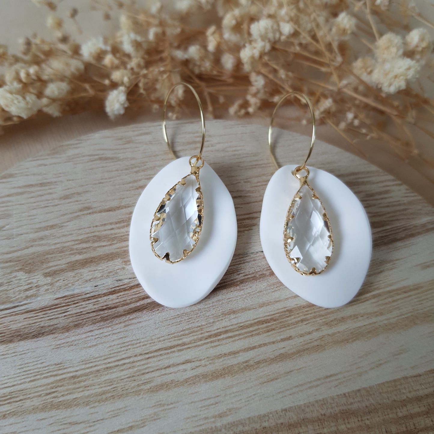Elegant crystal drop hoop earrings