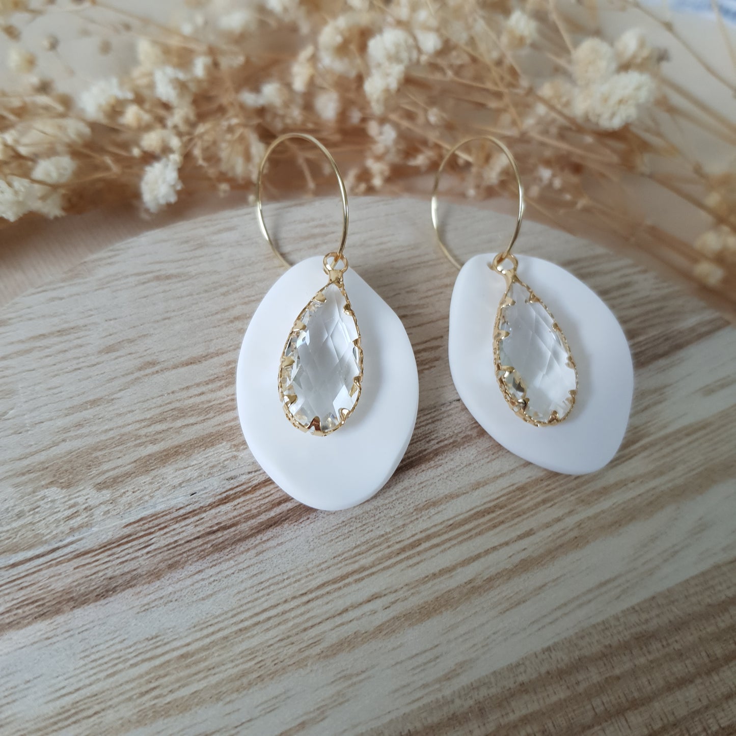 Elegant crystal drop hoop earrings