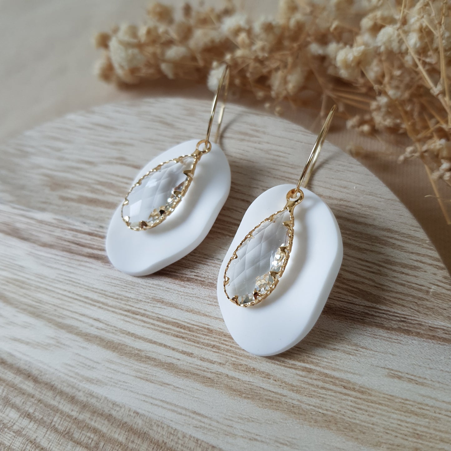 Elegant crystal drop hoop earrings