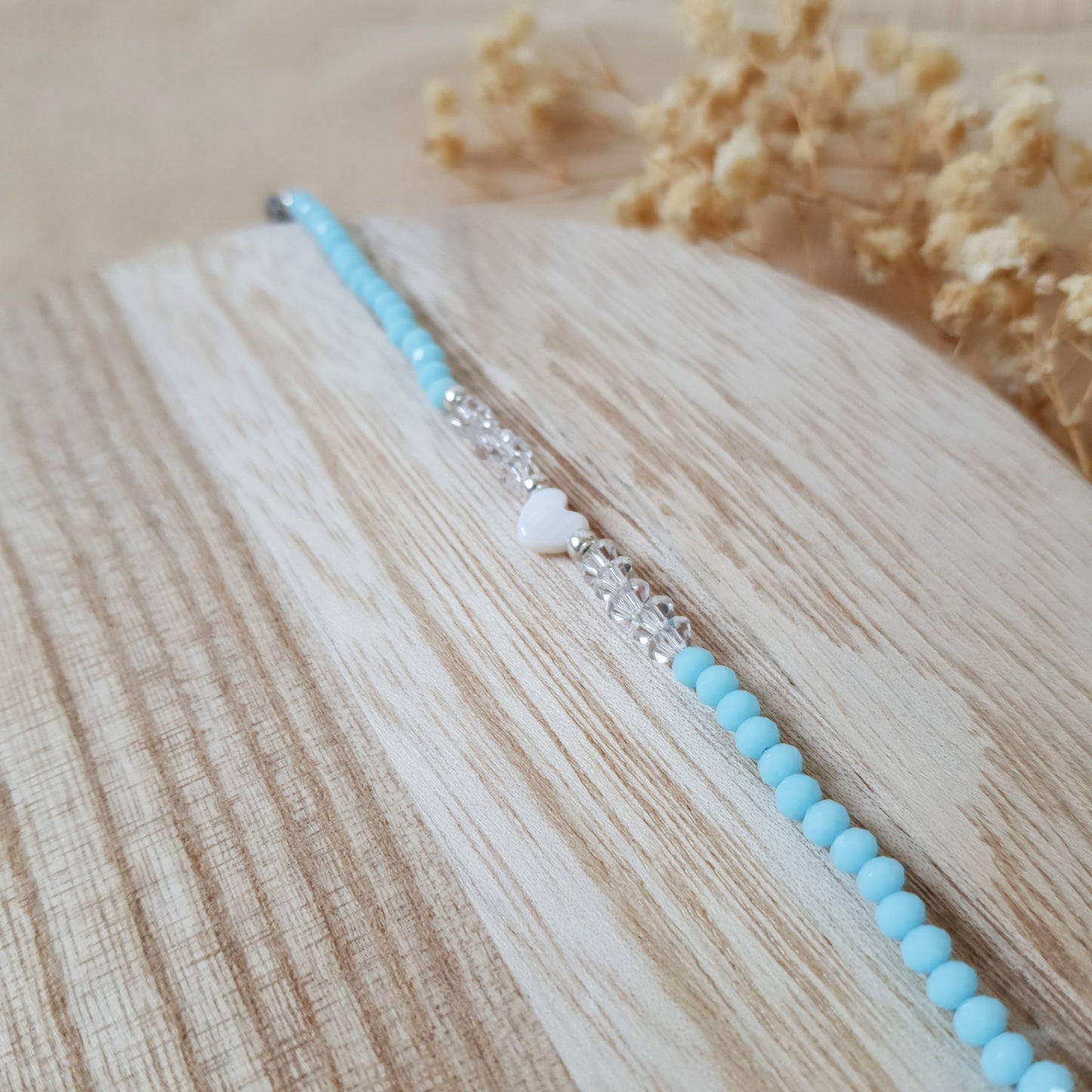 Pearl blue heart bracelet