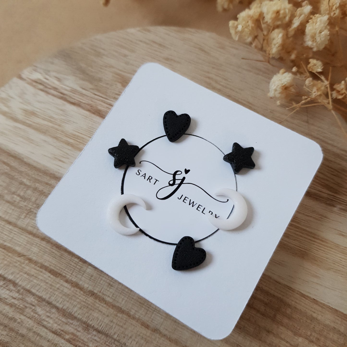 Heart star and moon earrings
