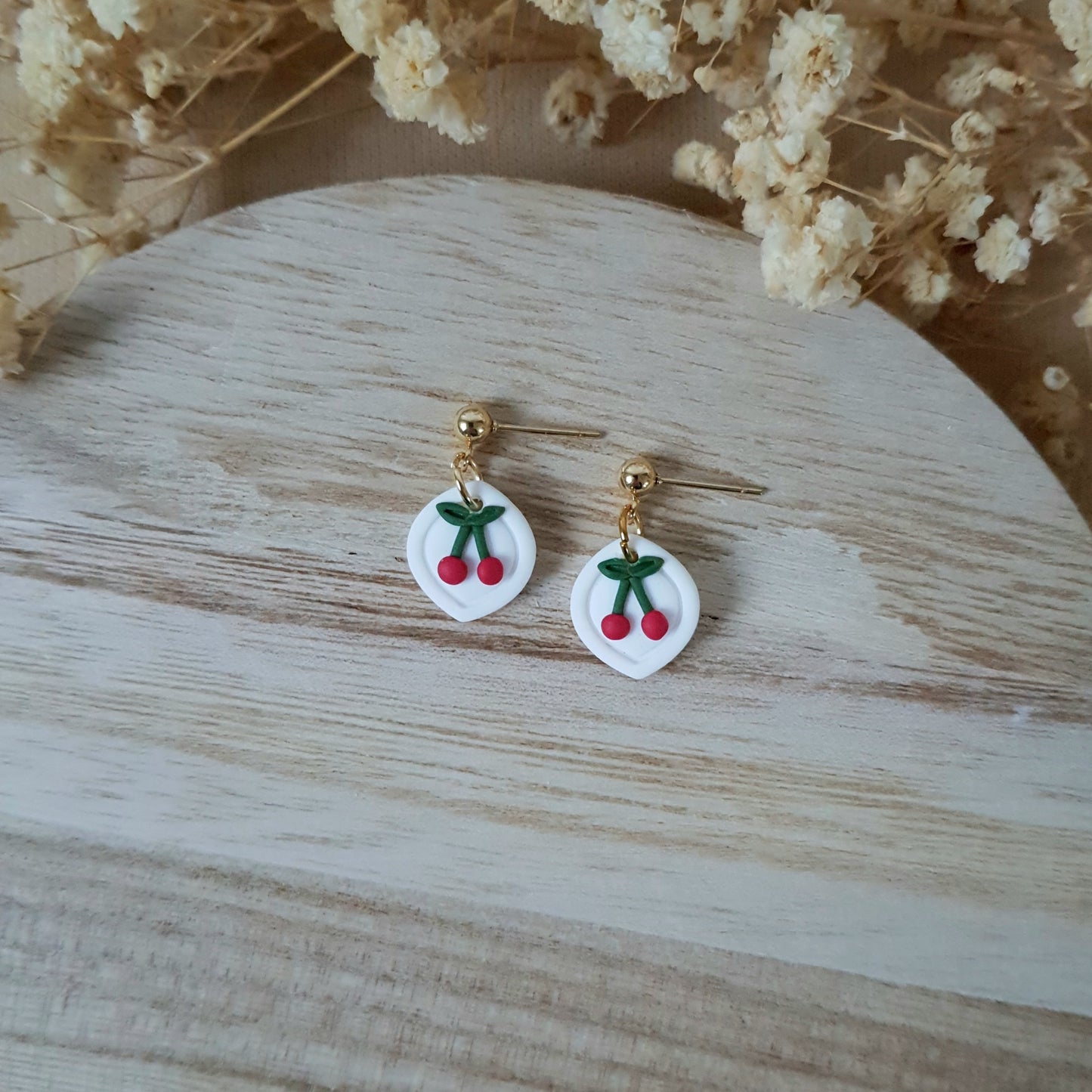 Mini cherry dangle earrings