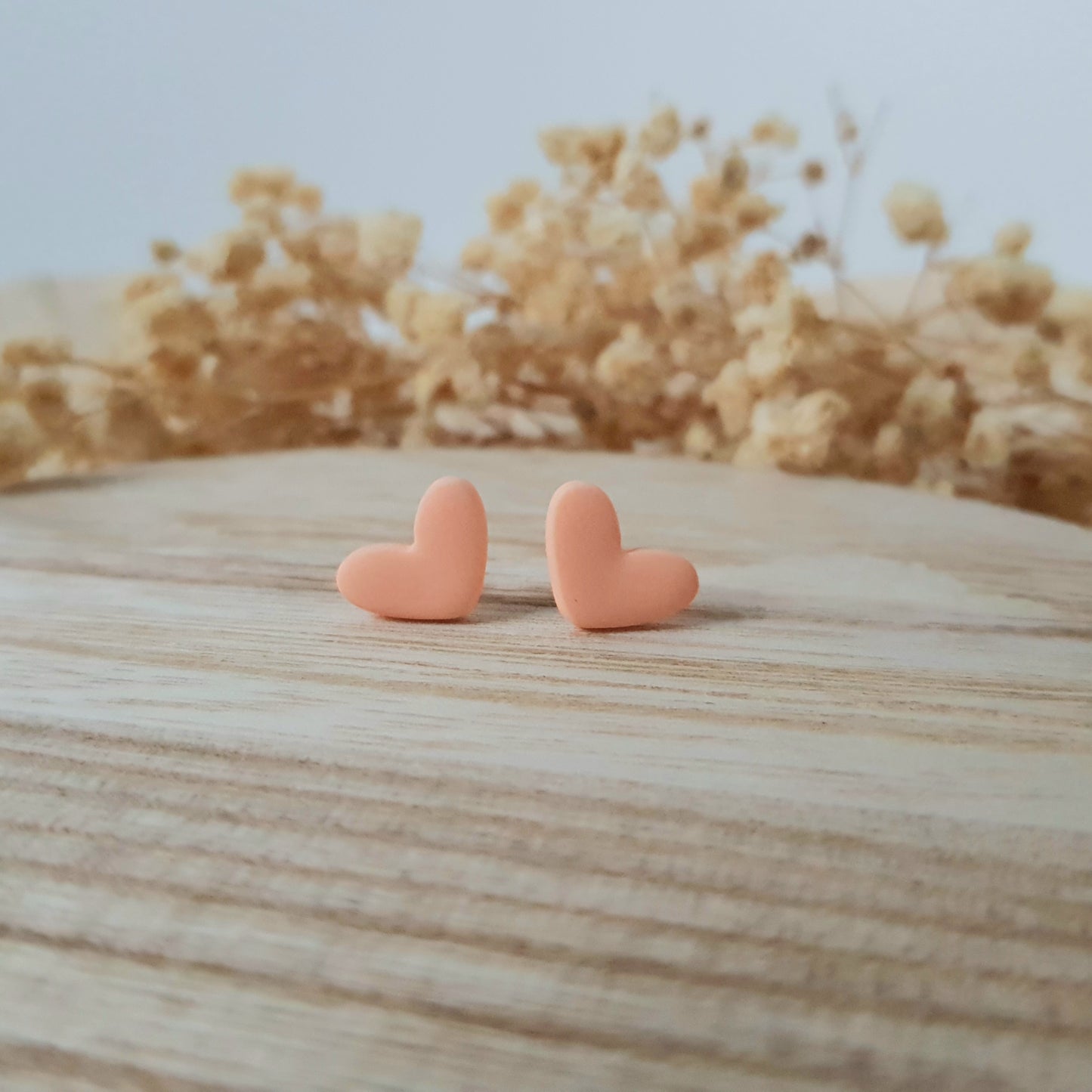 Peach heart earrings