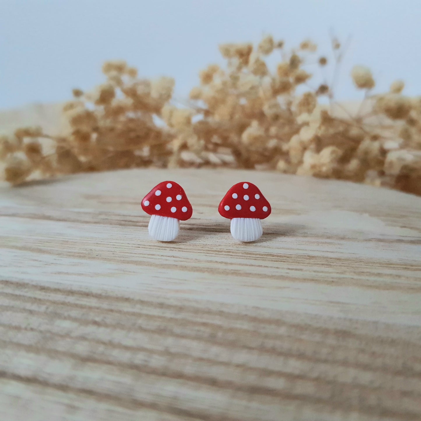 Red mushroom earrings