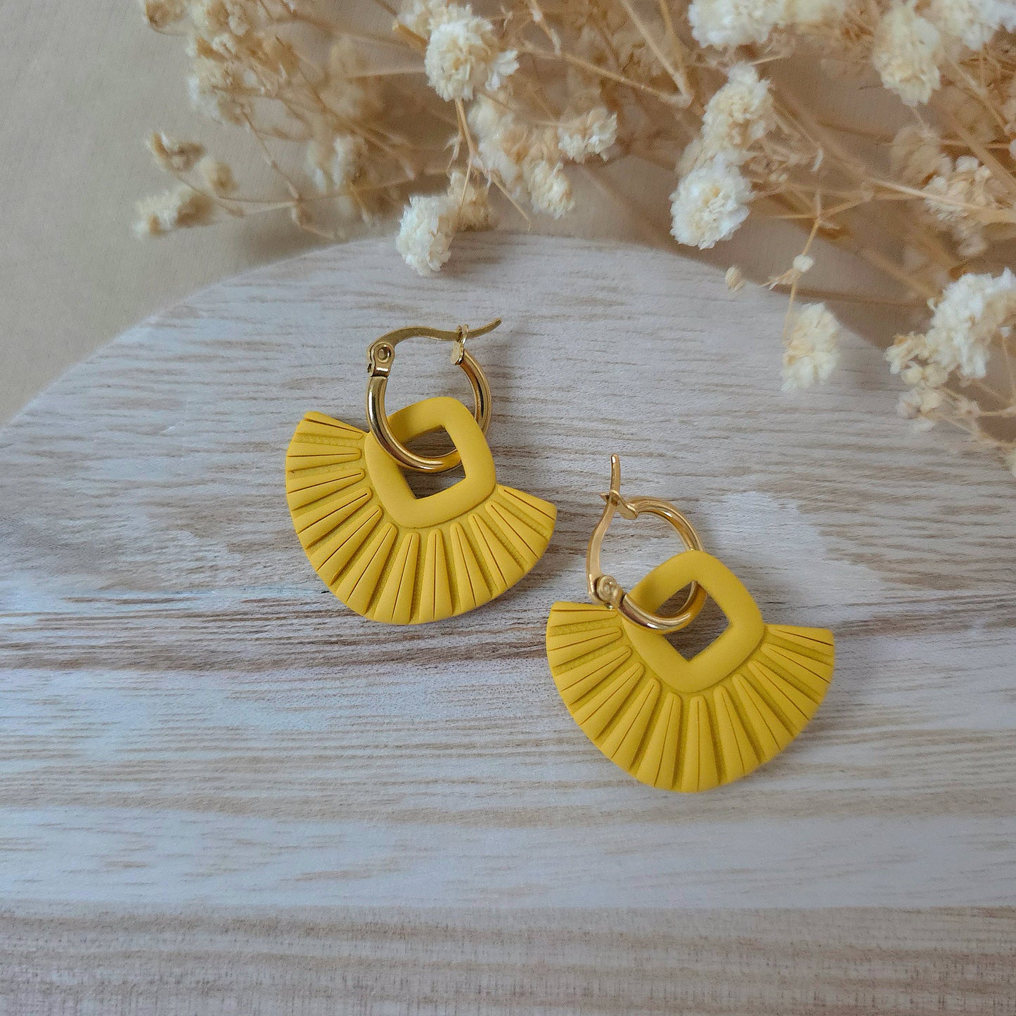 Yellow macrame earrings