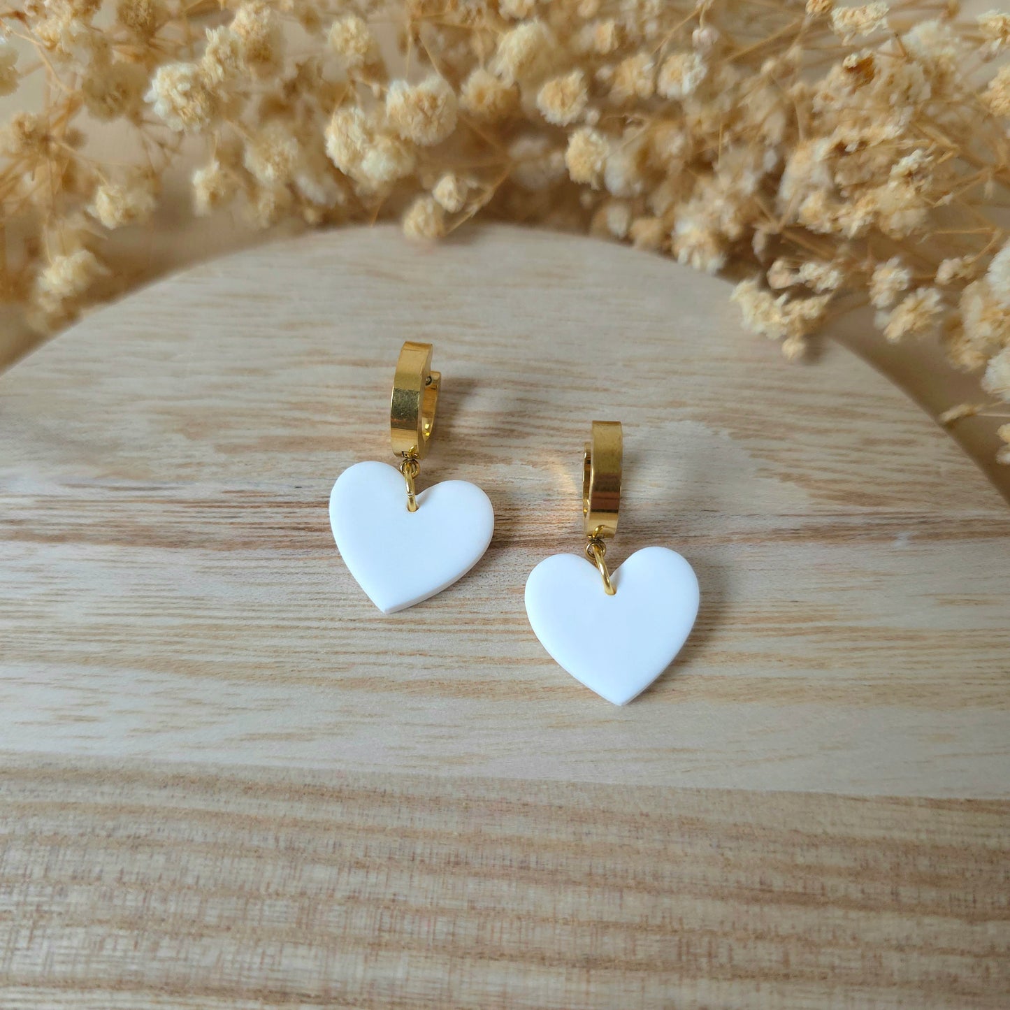 Viseči uhani bela srca