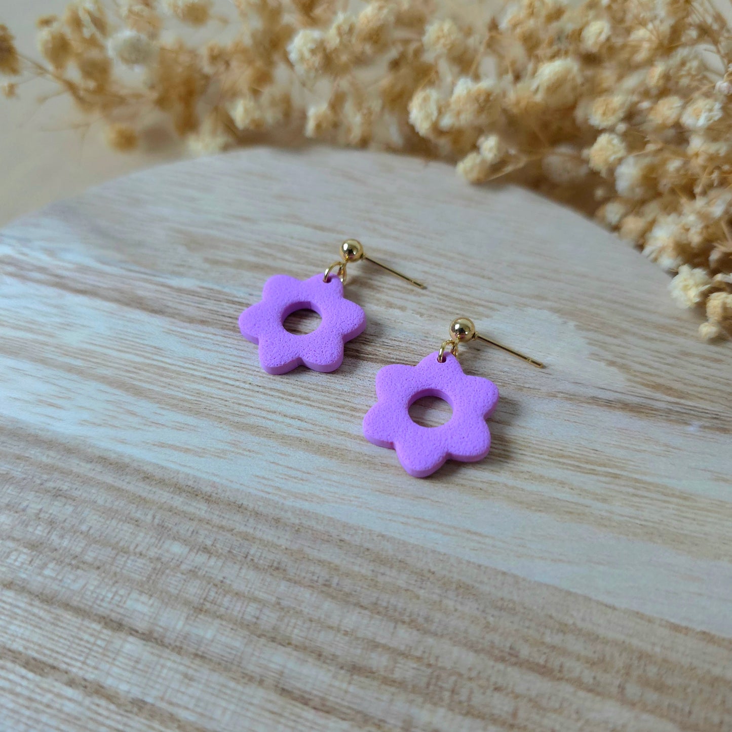 Lavender donut flower earrings