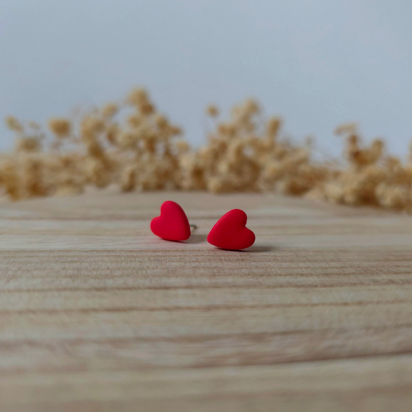 Cupid red heart stud earring
