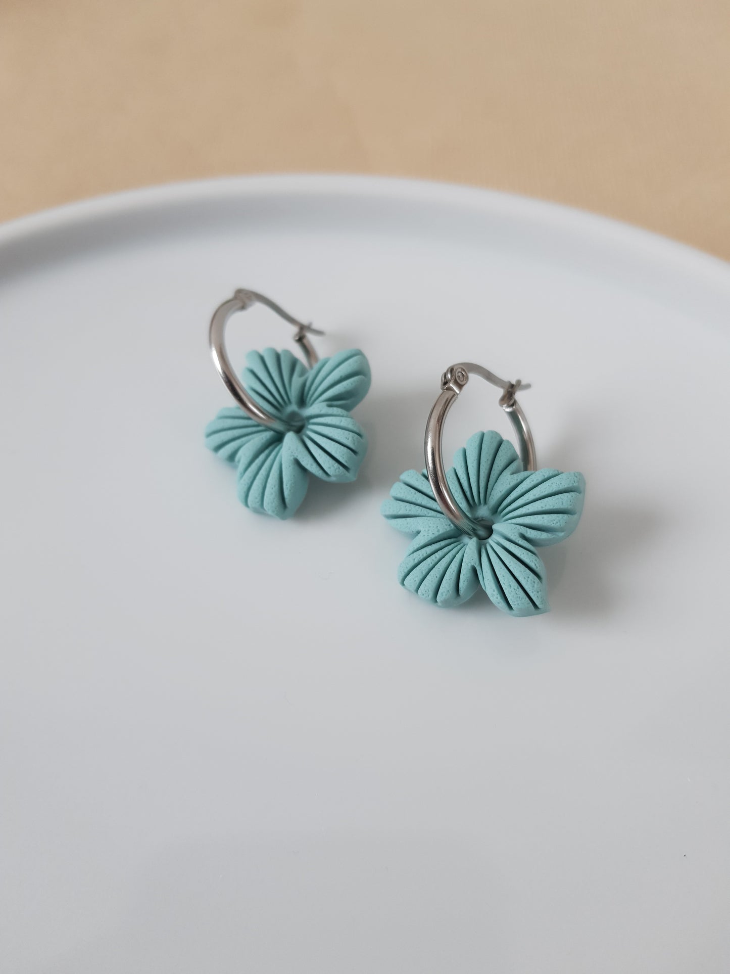 Blue flower charm earrings
