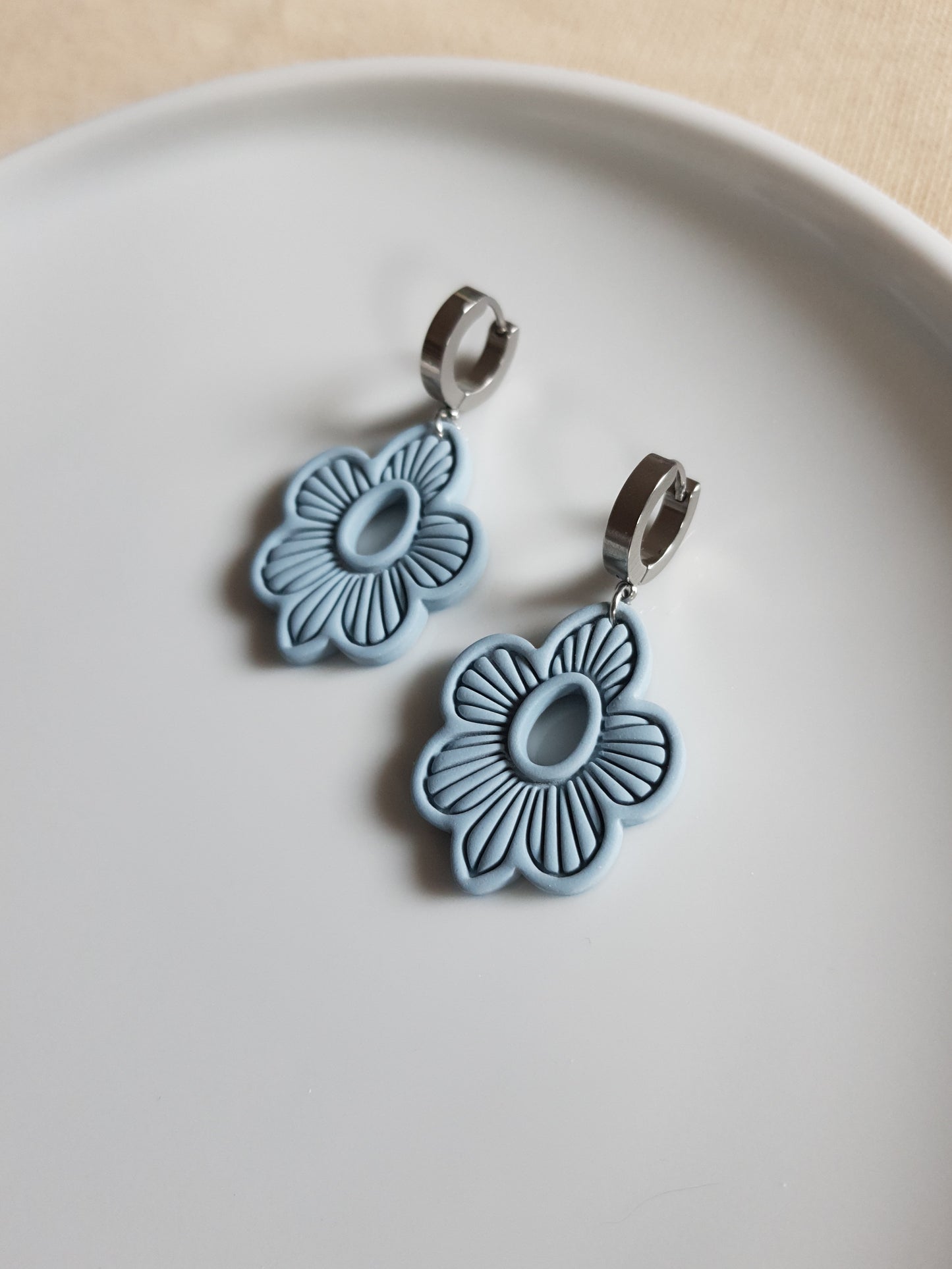 Blue boho flower earrings