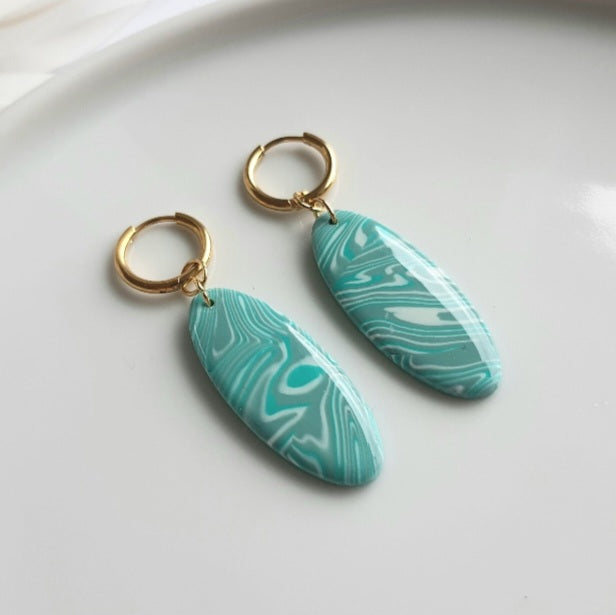 Turquoise ocean waves dangle earrings
