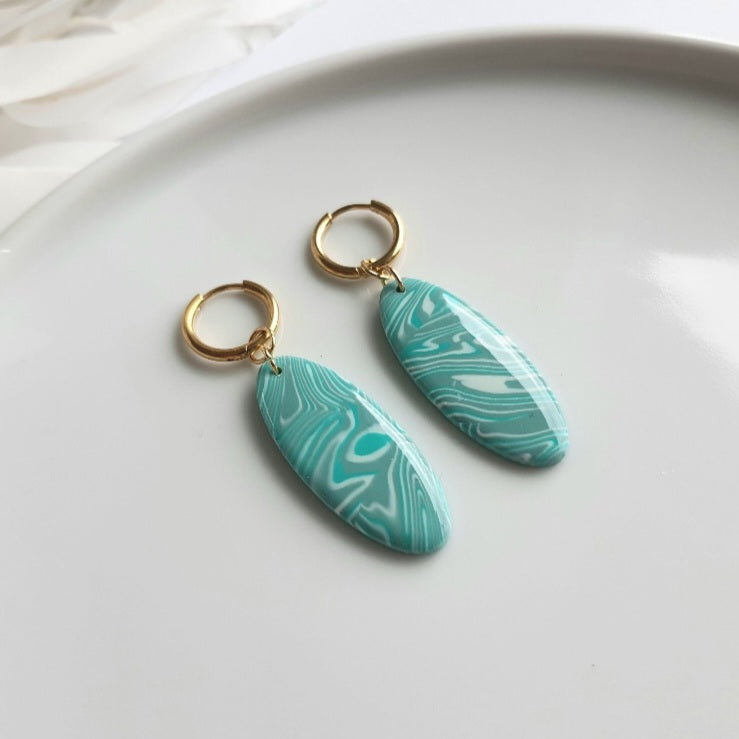 Turquoise ocean waves dangle earrings