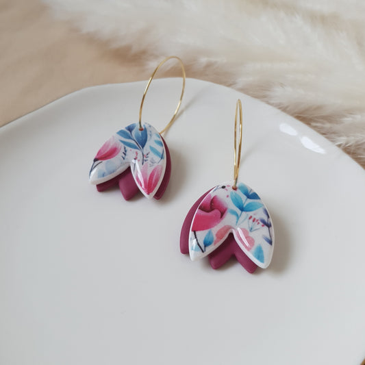 Floral and purple tulips