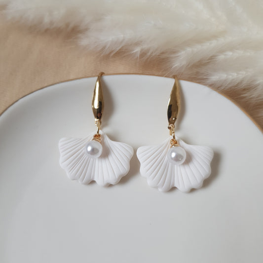 White ginko earrings