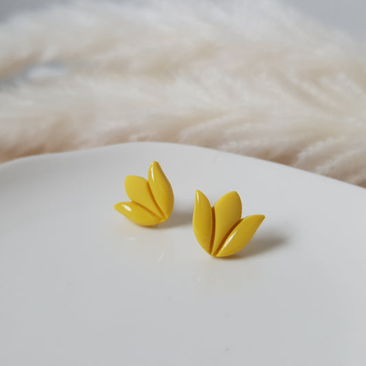 Yellow tulip stud earrings