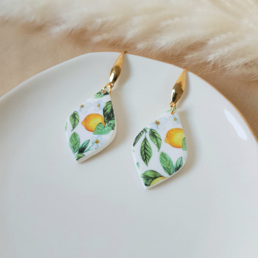 Lemon leaf earrings