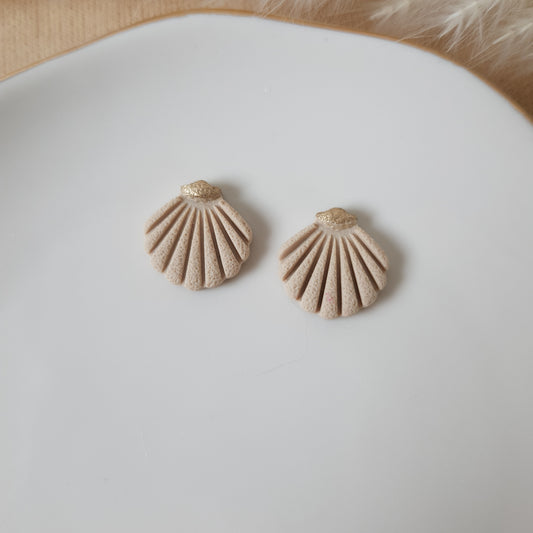 Sandy sea shell studs