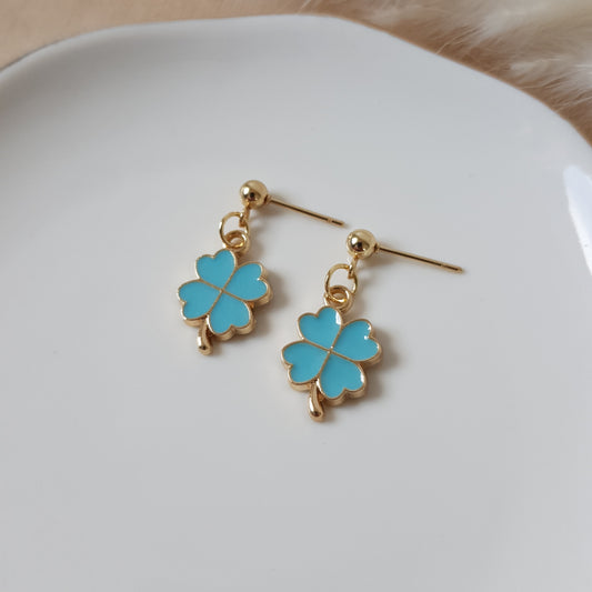 Turquoise four leaf clover earrings