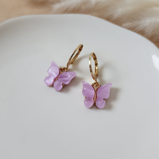 Purple butterfly earrings