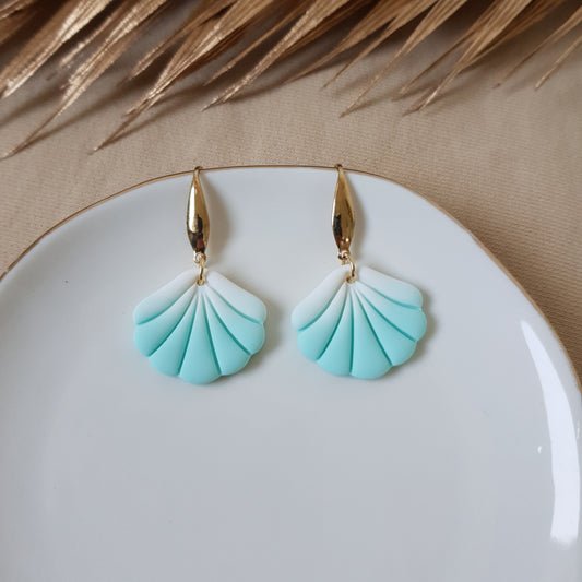 Minty ombre sea shell earrings