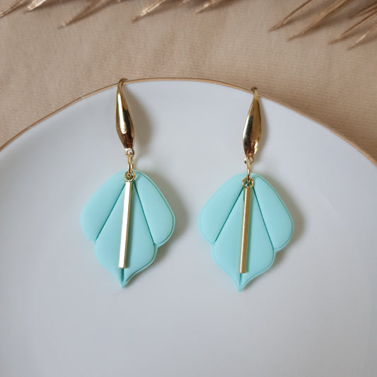 Mint leaf dangle earrings