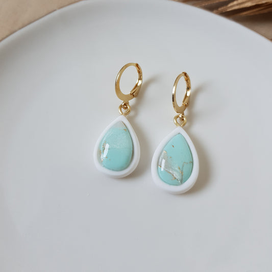 Minty faux stone drop earrings