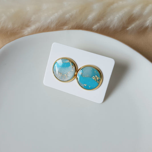 Turquoise and pearl studs