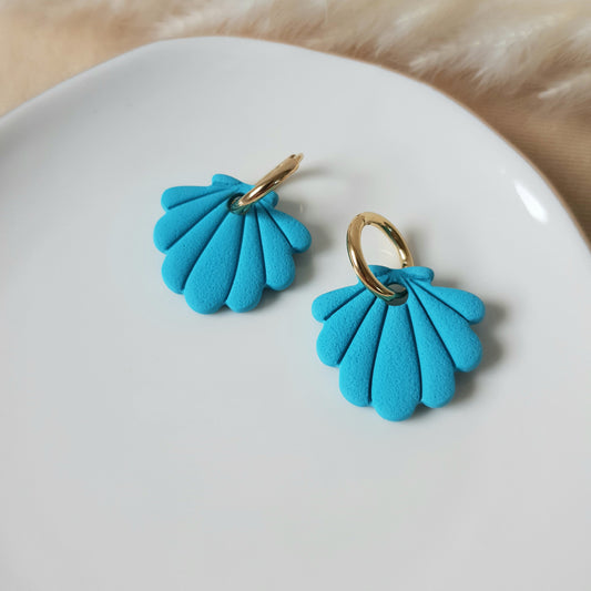 Turquoise sea shell hoops